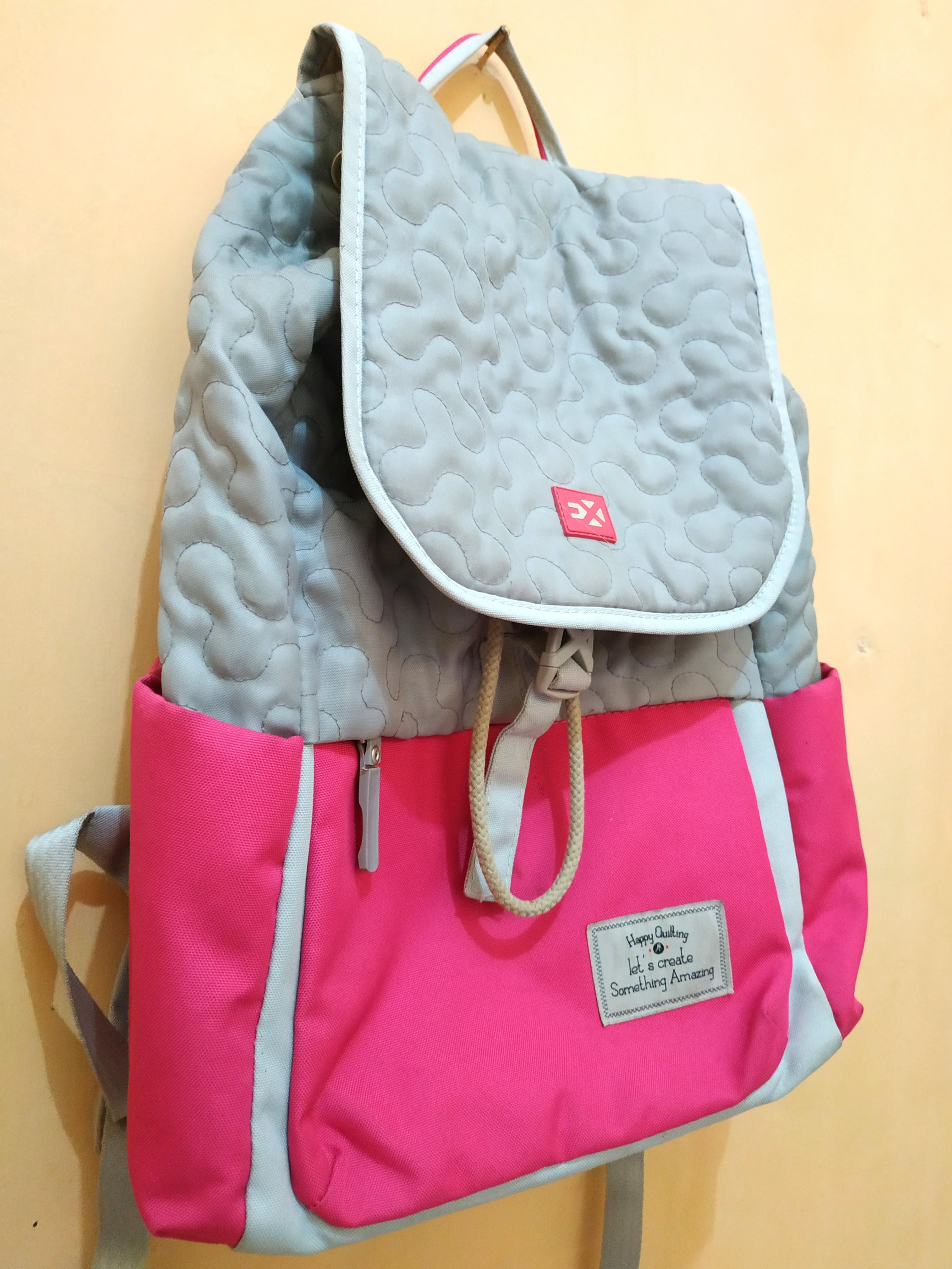 pink grey bag