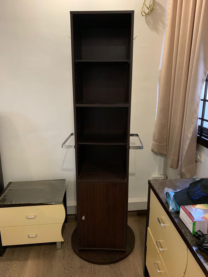 Vertical Rotating Book Shelf With Mirror Behind Furniture Shelves Photo