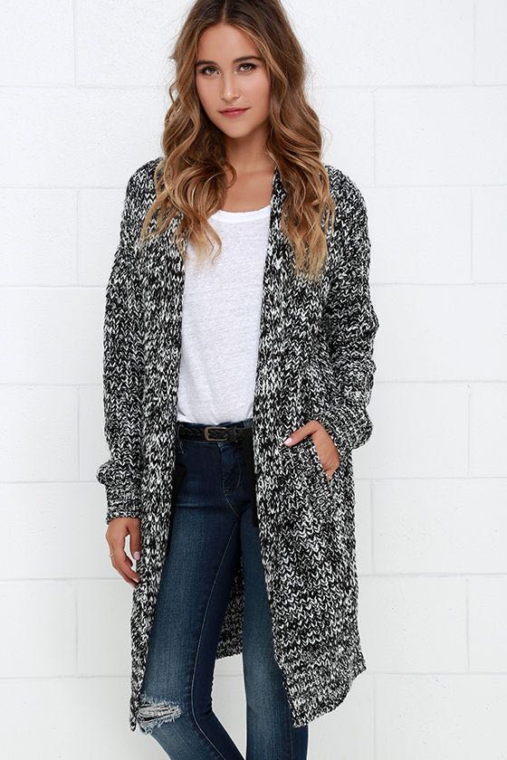 black white cardigan