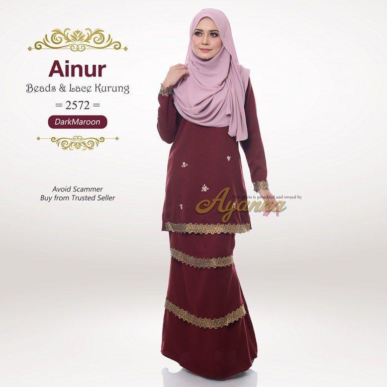 Baju Kurung Raya Ainur Beads And Lace 2019 Muslimah Fashion Two Piece On Carousell