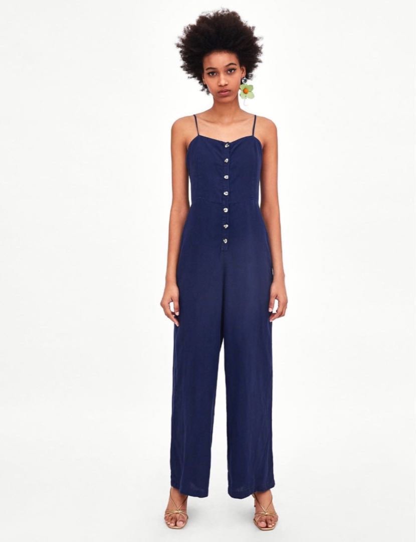 BNWT ZARA Jumpsuit in Navy Blue Rustic 