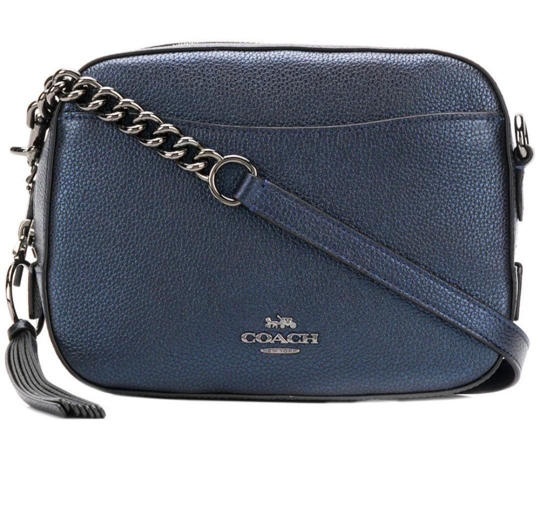 Coach camera bag metallic blue outlet