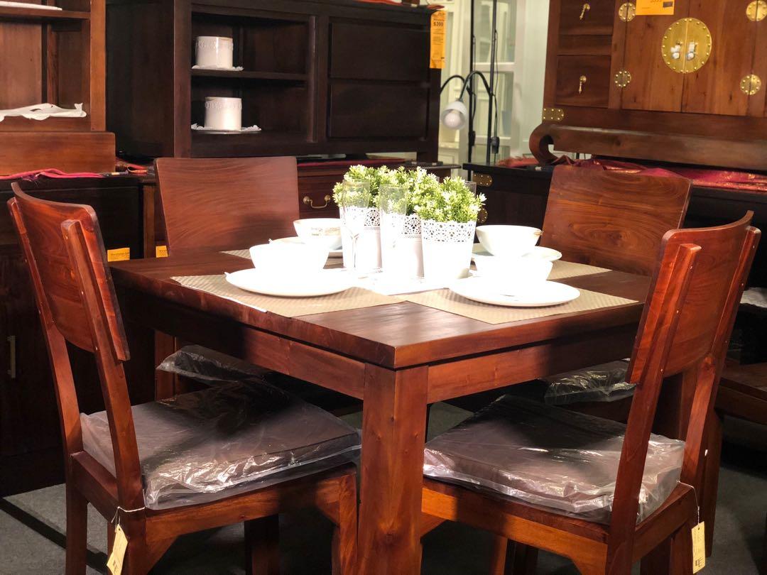 Firesale Teak Dining Table 100cm 4 Chairs Set Extra Dis Furniture Tables Chairs On Carousell