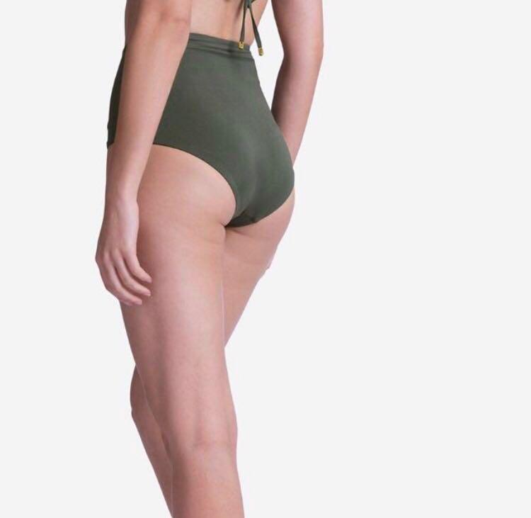 olive green high waisted bikini bottoms