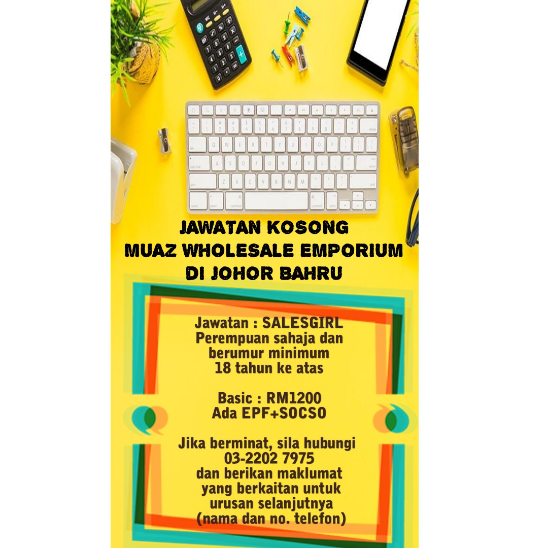 Jawatan Kosong Segera Salesgirl Di Johor Bahru Jobs Full Time Sales Retail Marketing On Carousell