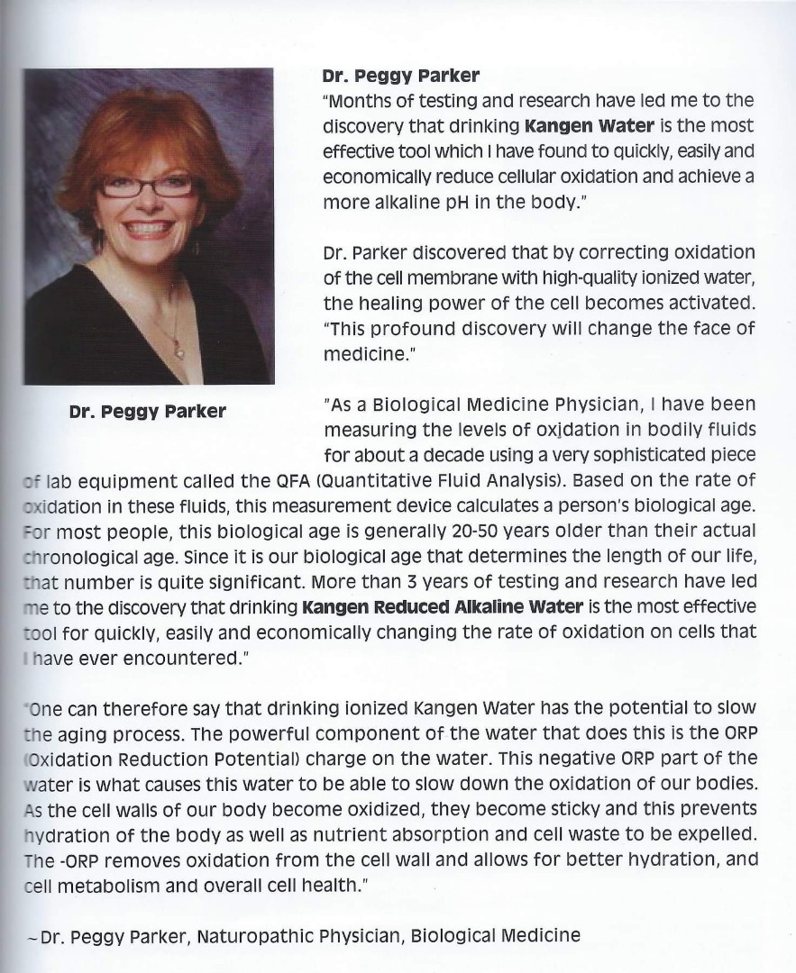 Dr peggy parker kangen water clearance