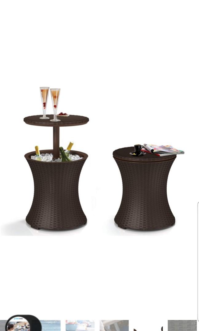 Keter Pacific Cool Bar 7.5 Gallon Cool Bar Rattan Style Outdoor Balcony