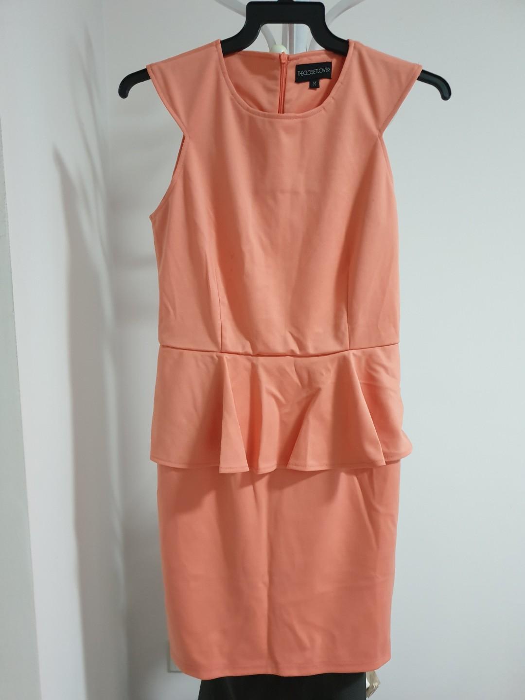 coral peplum dress
