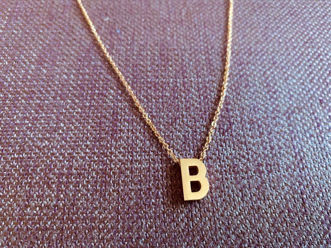 Staineless Gold Necklace Letter B, Women's Fashion, Jewelry