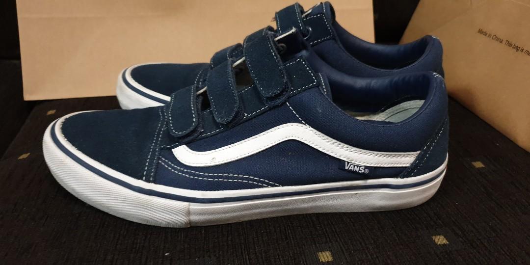 black and blue velcro vans