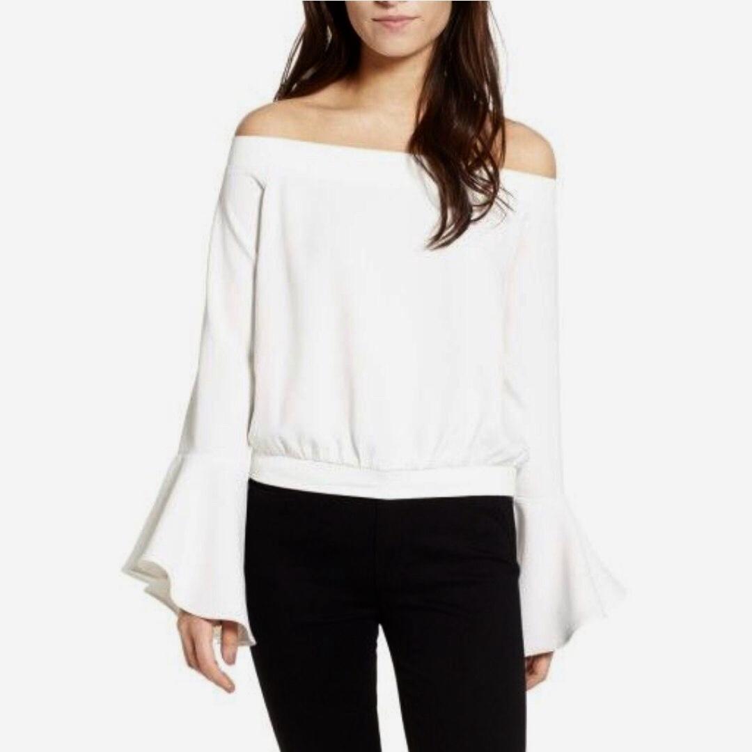 White Off Shoulder Top With Bell Sleeves Women S Fashion Clothes