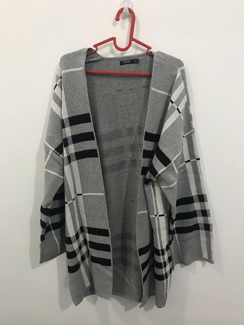 Winter Outer Long Cardi Bershka Grey Women S Fashion Women S