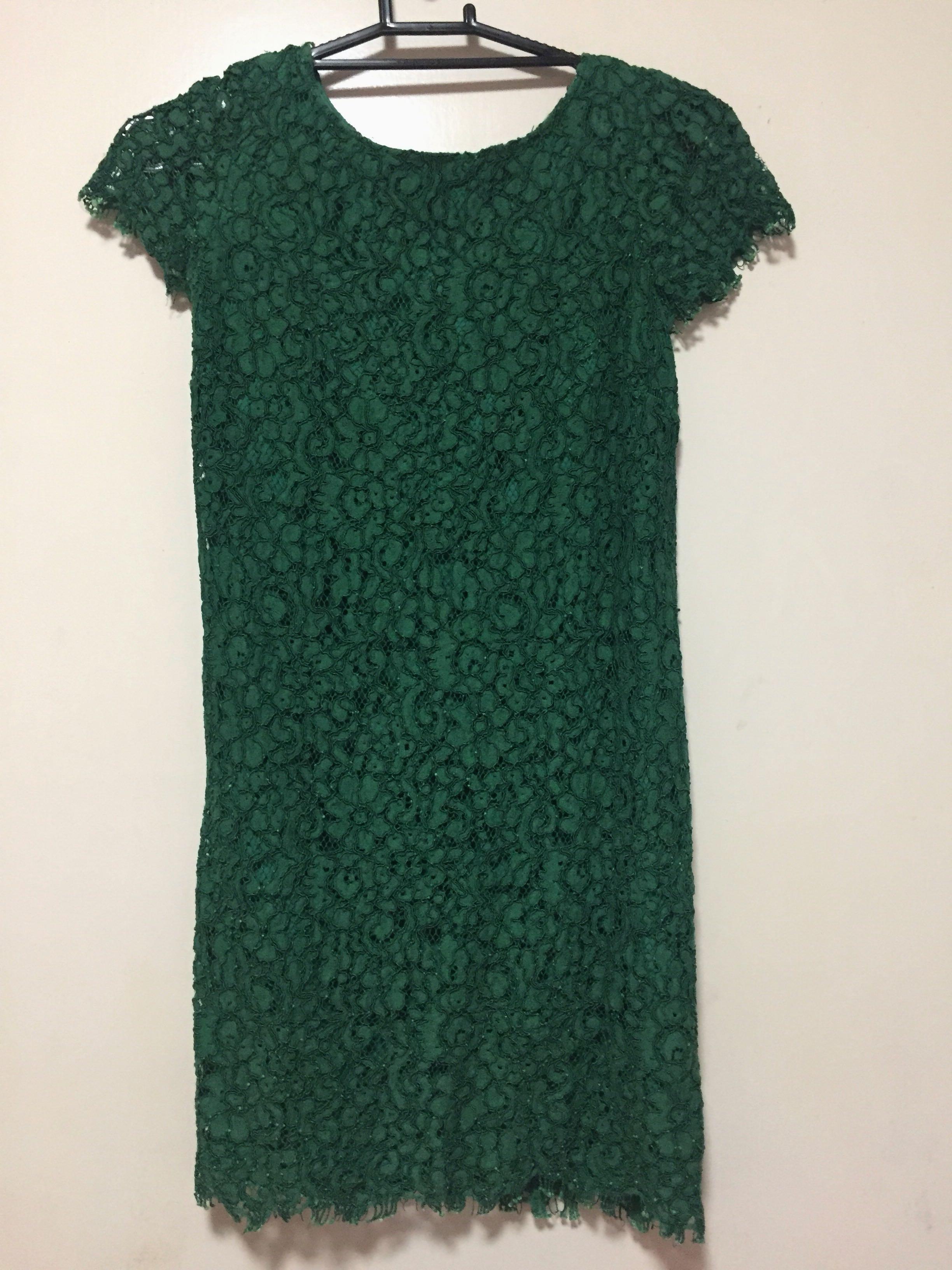 zara green lace dress