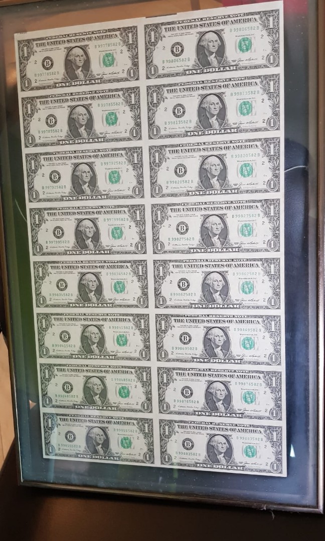 usd notes uncut in frame, Hobbies & Toys, Memorabilia & Collectibles ...