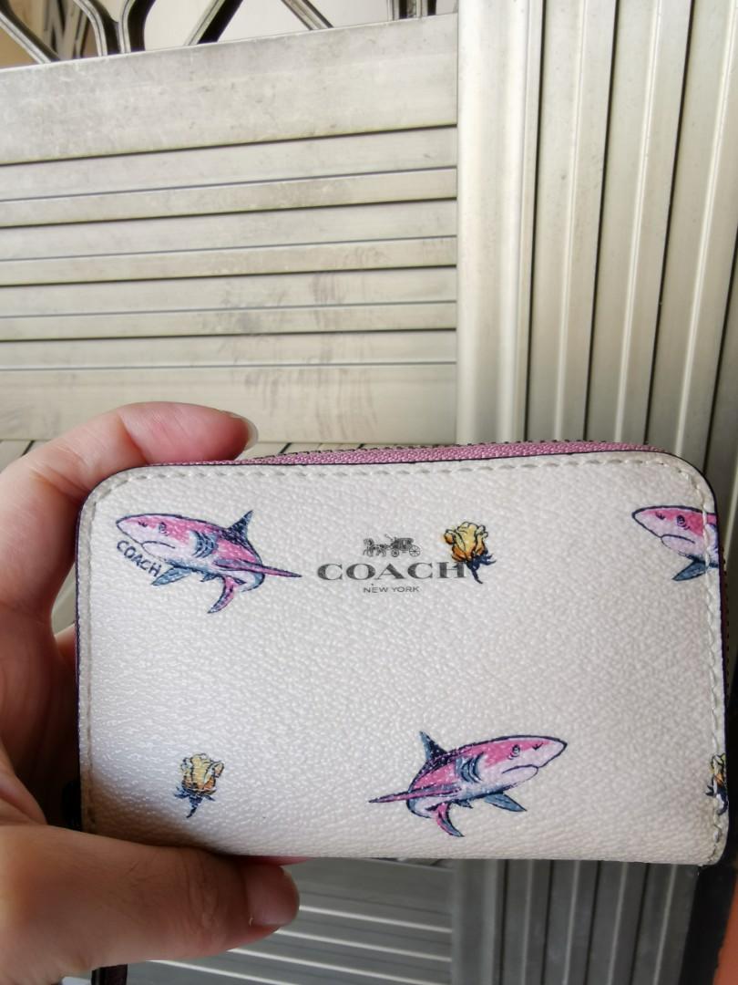 Coach Shark Rose Prints Coin Card Pouch Limited Edition