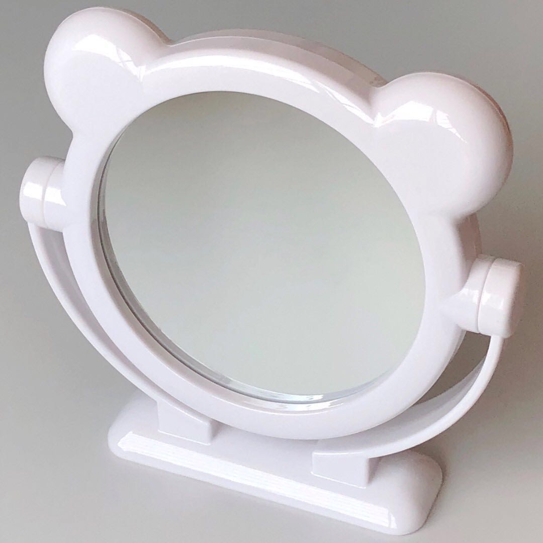 Cosmetic Mirror Standing Desk Makeup White Circle Table Round