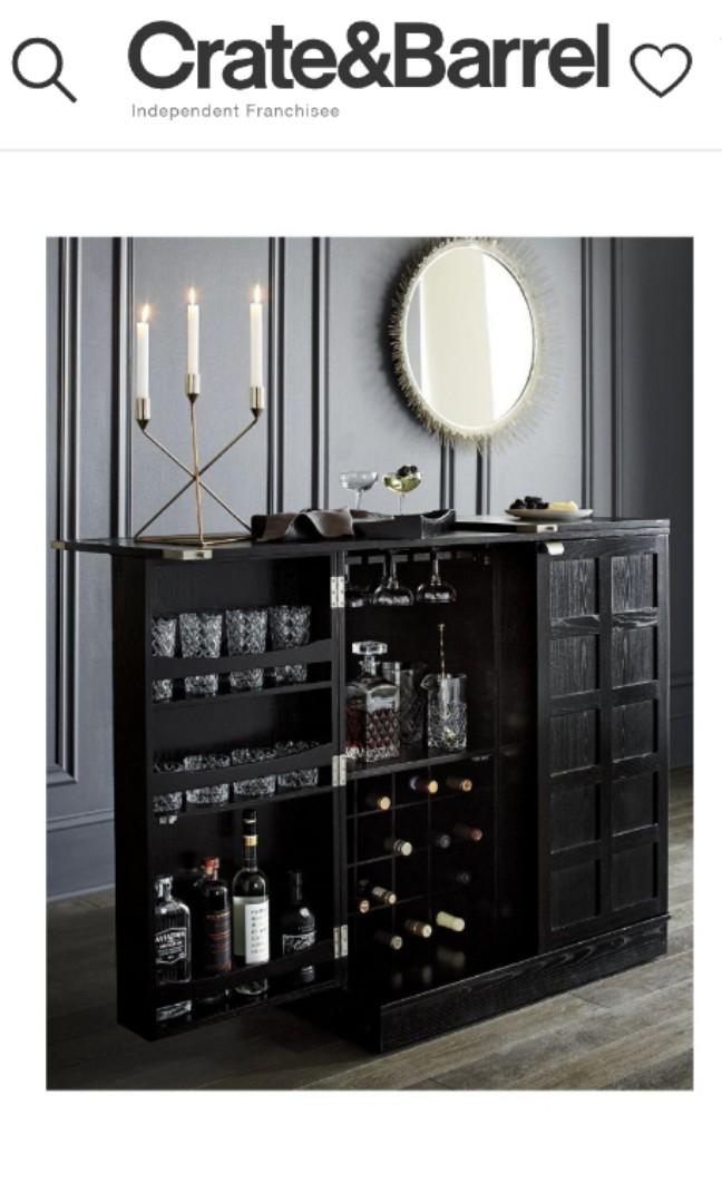 drinks bar cabinet (wooden) from crate and barrel, furniture