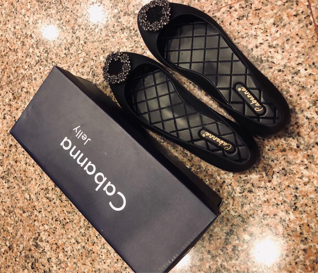 Elegant Flat Jelly Shoes Black Women s Fashion Footwear Flats on Carousell
