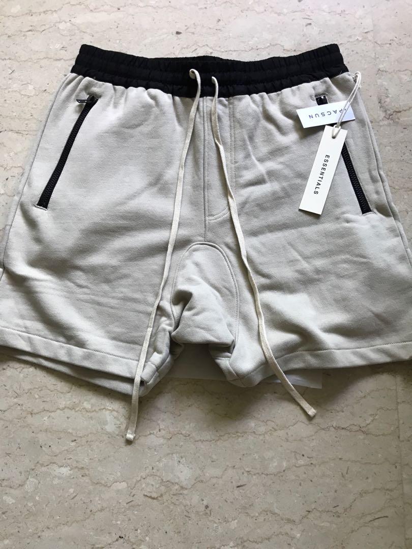 Fear of god fog essentials drawstring shorts silver grey deals