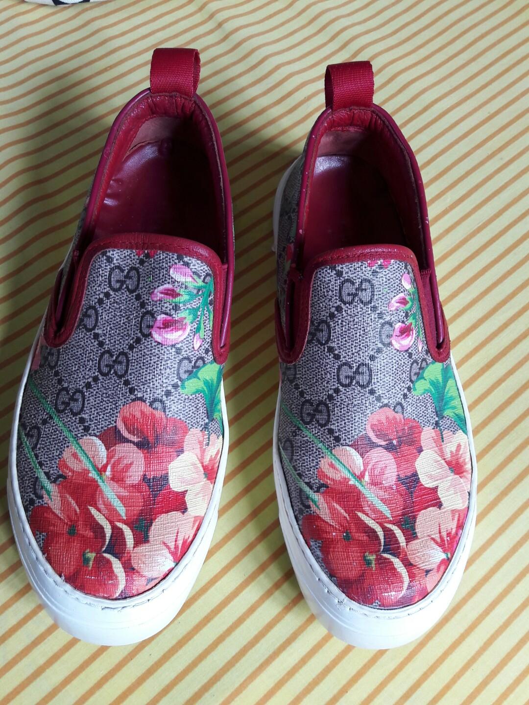 gucci floral slip ons