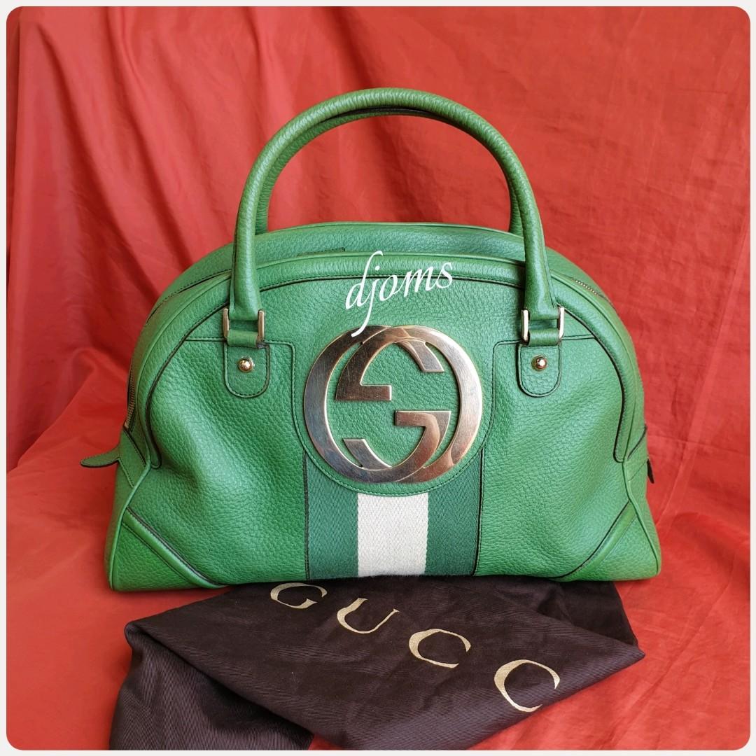 Gucci Web Blondie Green Large Bowlers Bag