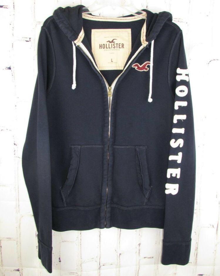 navy blue hollister zip up hoodie