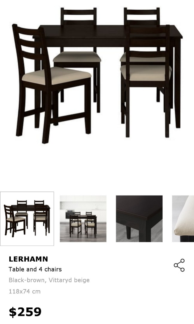 Ikea Lerhamn Table And 4 Chairs Set Furniture Tables Chairs On Carousell