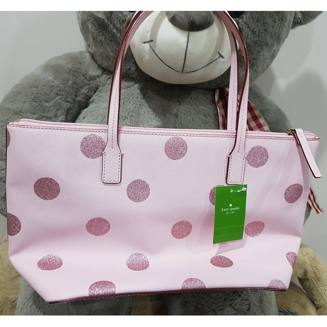 Kate Spade Haven Lane Hani Tote Pink Glitter Dot Wkru4119
