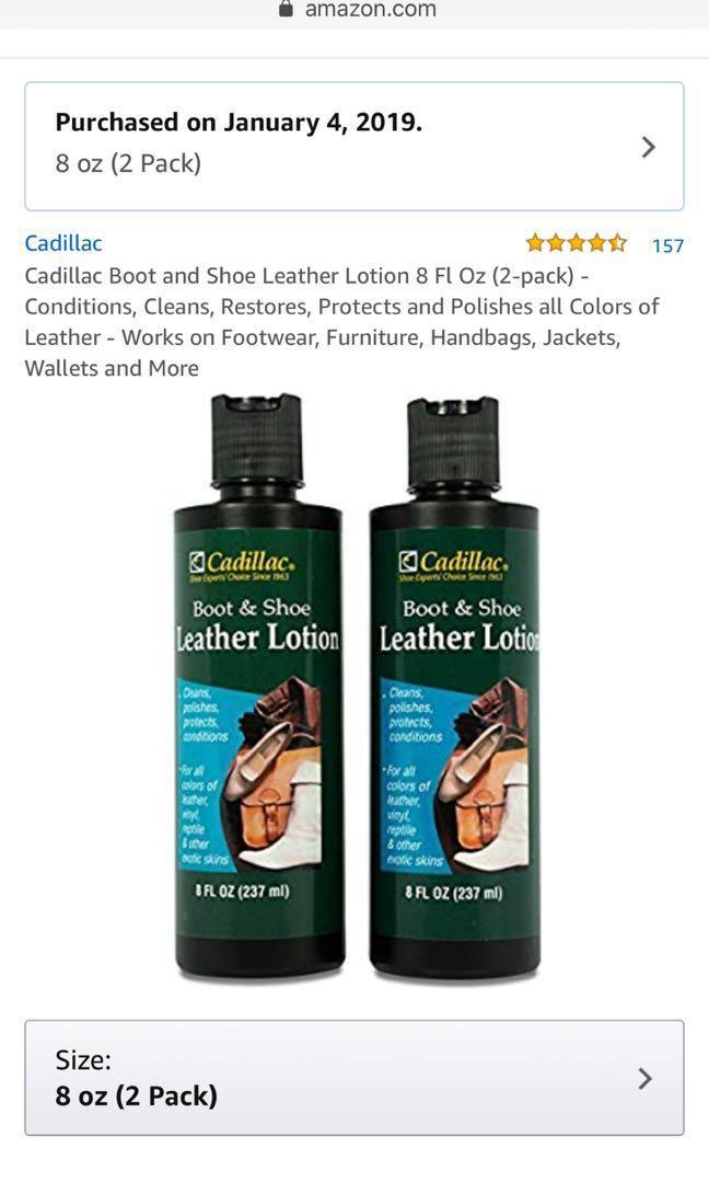  Cadillac Boot and Shoe Leather Lotion 8 Ounces - Cleans,  Conditions, Protects, and Polishes Leather Footwear and Accessories :  Automotive