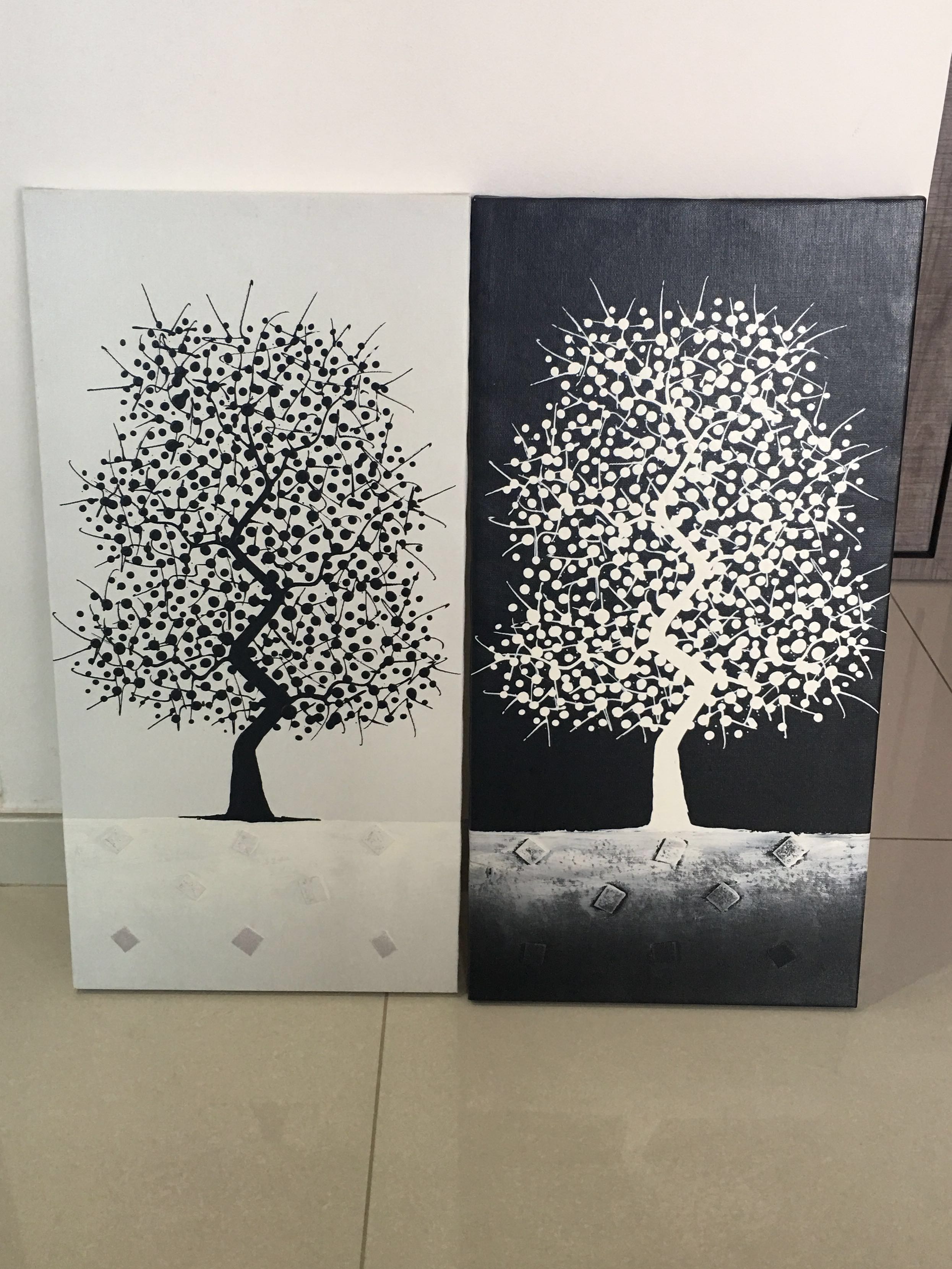 Moving Out Sale Black White Trees Canvas Painting Furniture