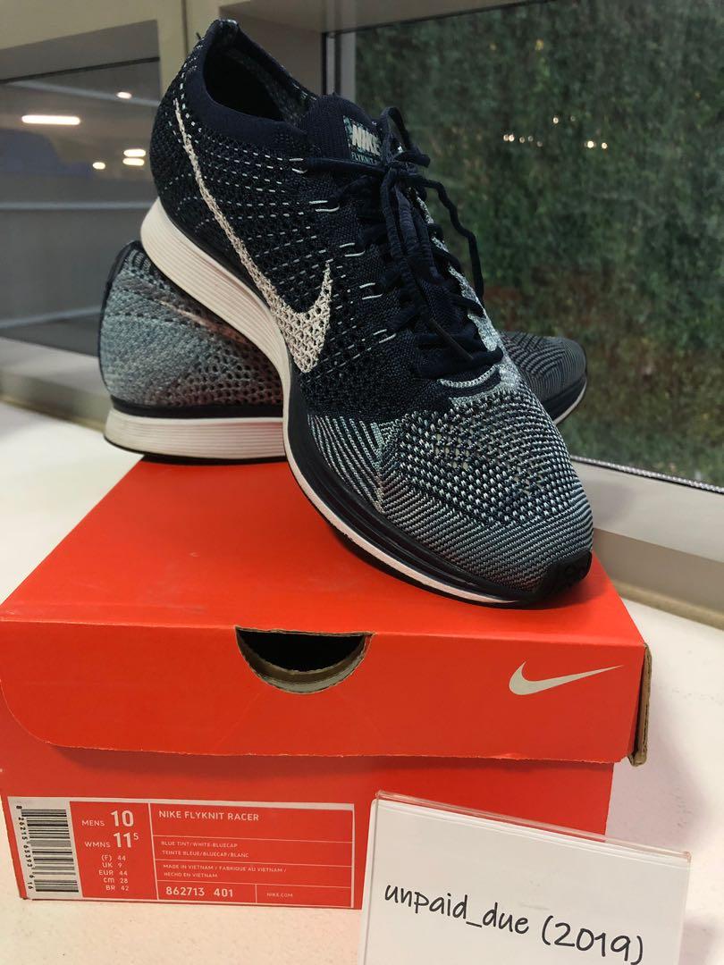 Nike Flyknit Racer Blue Tint in US10 9 10 Men s Fashion Footwear Sneakers on Carousell