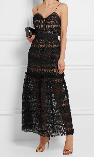 Self Portrait Teardrop Guipure Lace Black Dress Women s Fashion