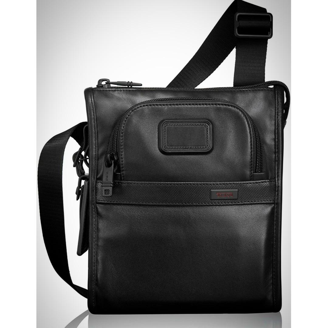 Tumi Alpha leather pocket bag small, Fesyen Pria, Tas Dompet