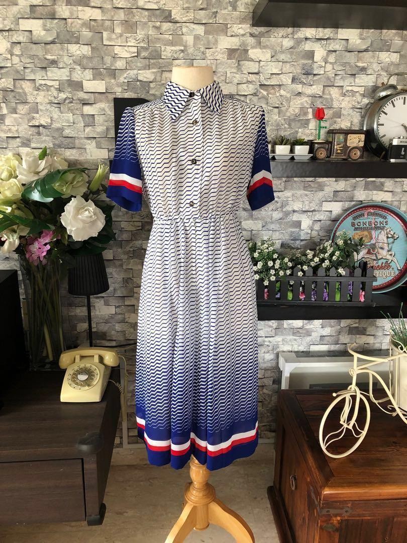 Sale Vintage 1970s Union Tri Colour Day Dress Women S Fashion