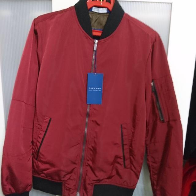 Zara Bomber Jacket (Red), Men's Fashion 