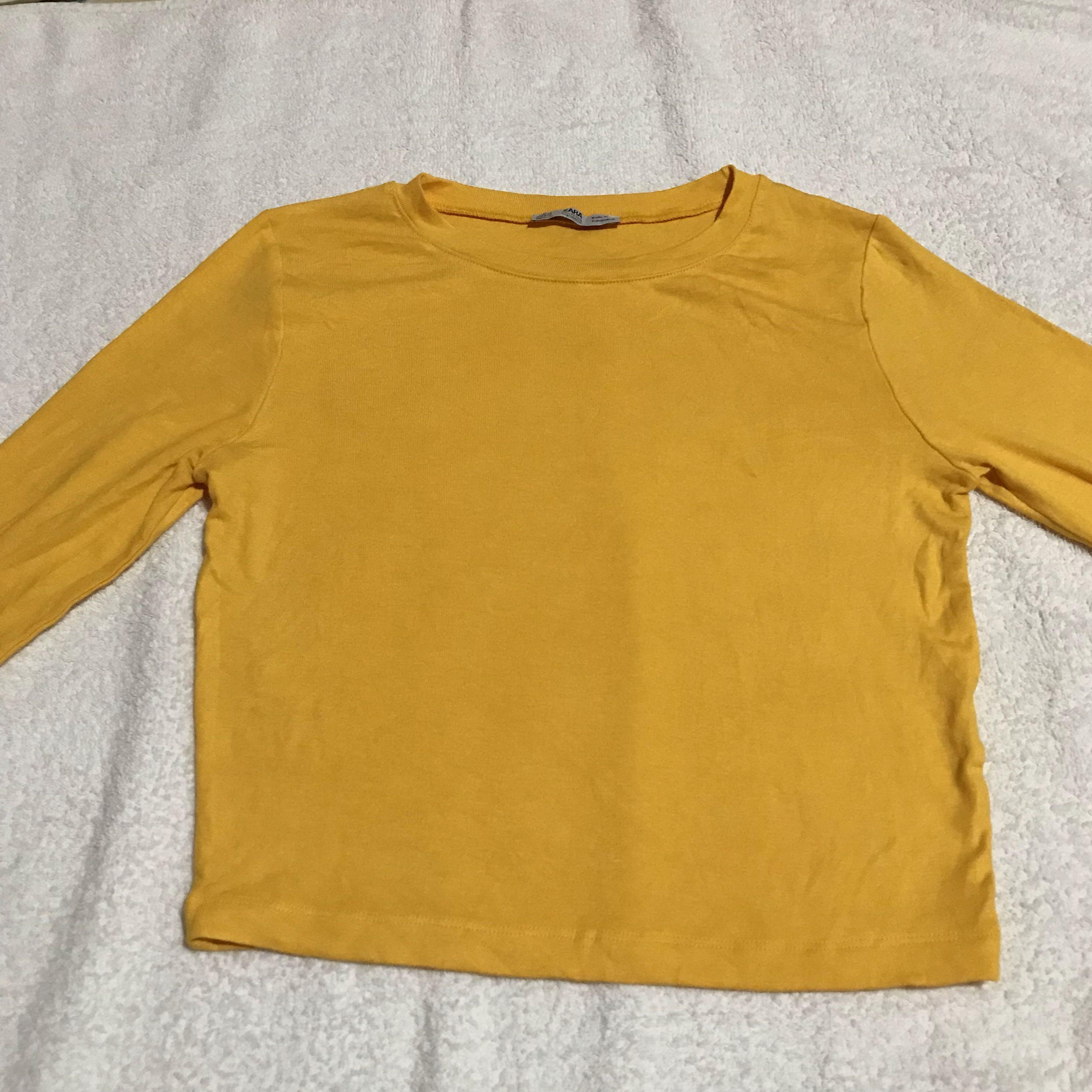 Zara Mustard Longsleeves Crop Top (Category: Longsleeves) located in Tagbilaran City. Submitted by yourfavethings (Listing ID 215150827, Image 1). Description: .