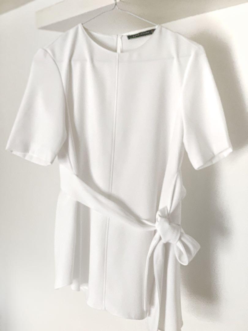 zara white asymmetrical shirt