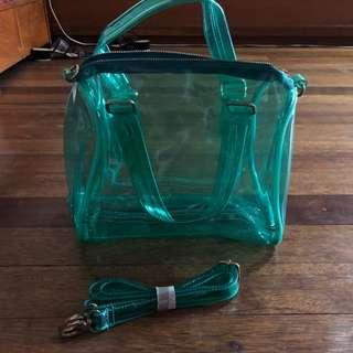Transparent green bag