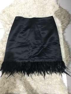 Black feather midi skirt - custom