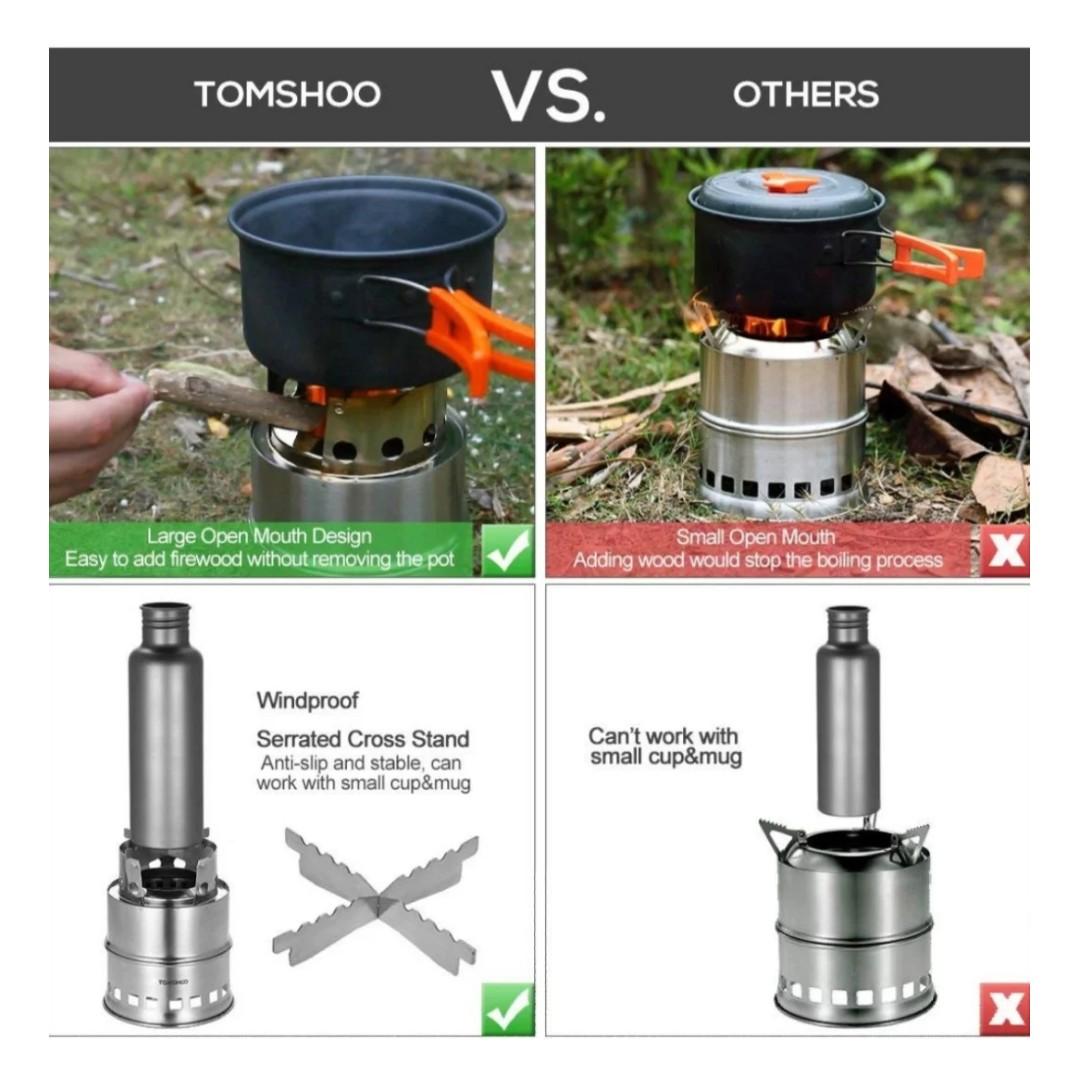 2063 Tomshoo Camping Stove Backpacking Stove Portable Folding Windproof Wood Burning Stove Compact Stainless Steel Alcohol Stove Outdoor Camping Hiking Backpacking Picnic Bbq Electronics Others On Carousell