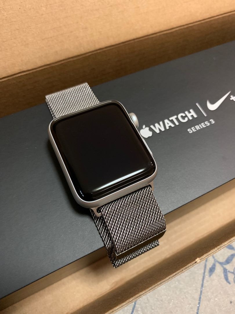 Apple Watch Series 3 Nike 42mm Silver Free Milanese Loop Original Spigen Tough Armour case Mobile Phones Gadgets Wearables Smart Watches on Carousell