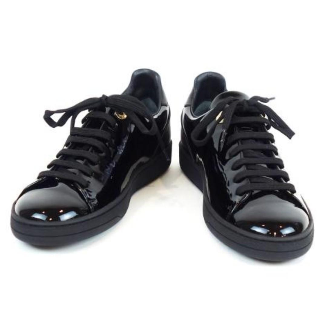 black glossy sneakers