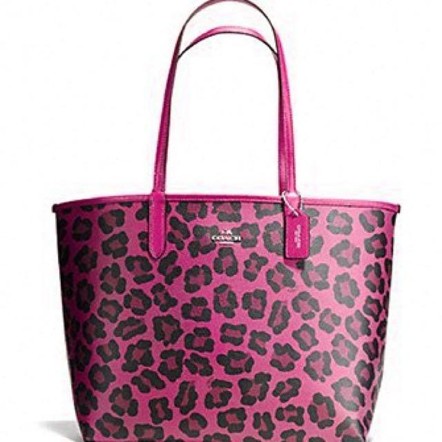 COACH Ocelot Leopard Reversible City Tote Bag In Pink Luxury Bags Wallets on Carousell