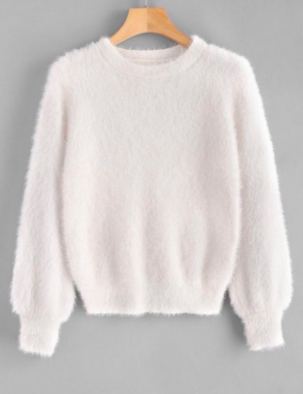cozy fluffy white sweater Women s Fashion Tops Other Tops on