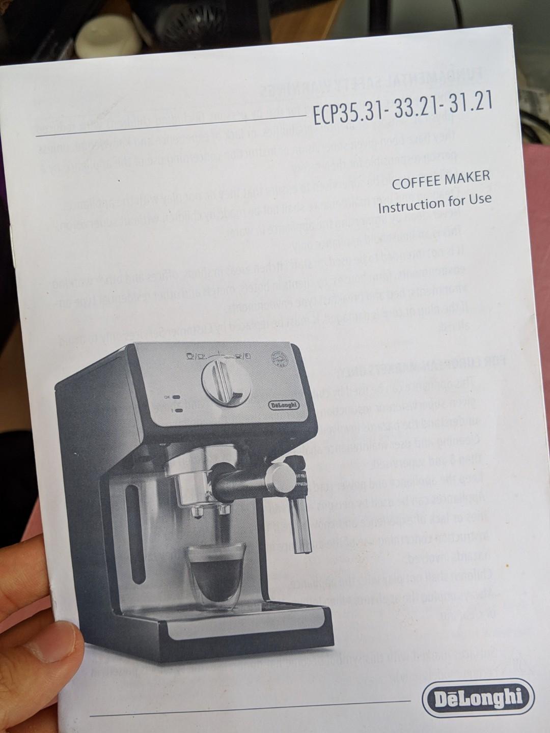 Delonghi ECP 35.31 Pump Espresso Coffee Machine, TV & Home Appliances