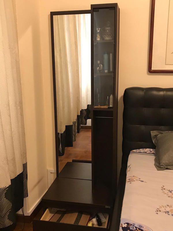 Dressing Cabinet With Tall Mirror Furniture Shelves Drawers On