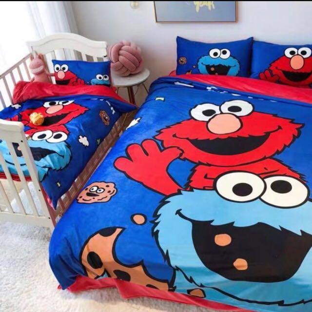 Elmo And Cookie Monster Bedsheet Set Everything Else On Carousell