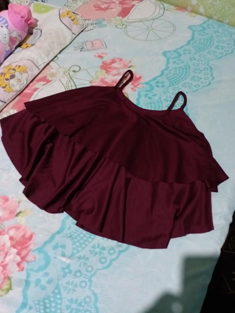 double layer crop top dress