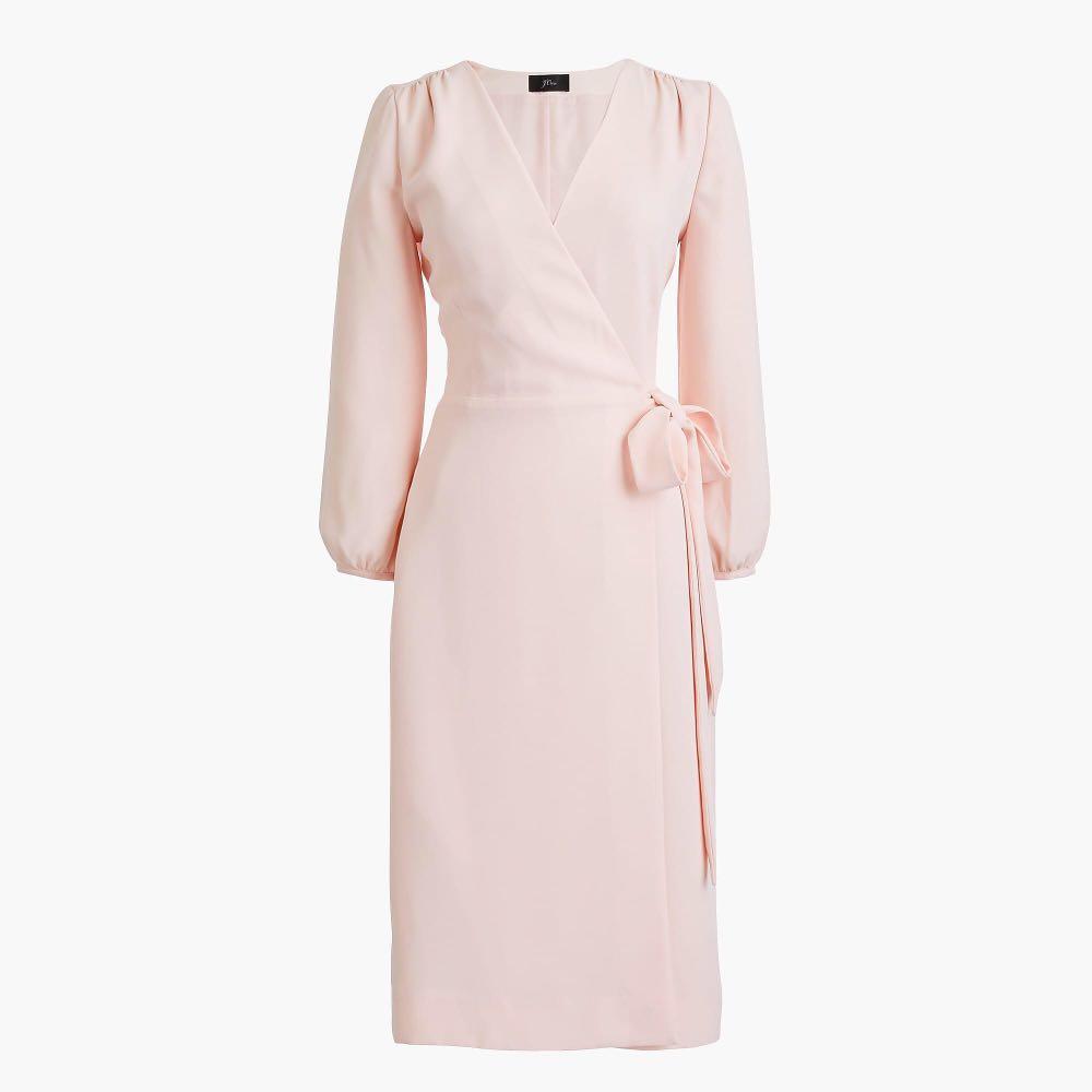 J. Crew Wrap Dress in Subtle Pink (NWT), Women's Fashion, Tops, Sleeveless  on Carousell