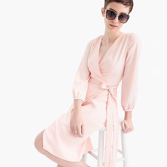 J. Crew Wrap Dress in Subtle Pink (NWT), Women's Fashion, Tops, Sleeveless  on Carousell